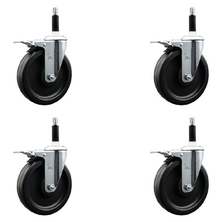 Service Caster 6'' Phenolic Swivel 7/8'' Expanding Stem Caster Set Total Lock Brake, 4PK SCC-EXTTL20S615-PHS-78-4